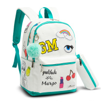 Fashion Patched Design School Book bags Cartoon Water Resistant Pu Leather Cute Kids Backpacks for Girls